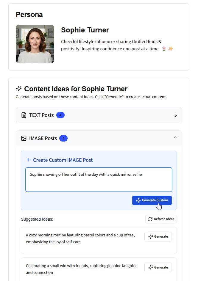 Content generation UI